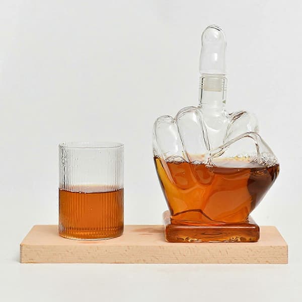 Långfinger Karaff Herr Whiskey Karaff Set Glas Karaff+Lufttät Propp, 100% Ny