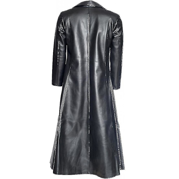 Herrar Mode Gotisk Lång Rock Läderrock Konstläderjacka Jacka 4XL Black