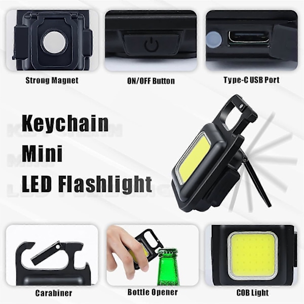 2x Mini LED Arbetsinspektionslampor Uppladdningsbara 500 Lumen Magnetisk Bärbar Vattentät [Energiklass A++]