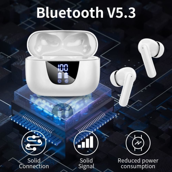 Bluetooth hörlurar True Wireless Earbuds 60H Playback LED Power Disp Style 4 Display Screen