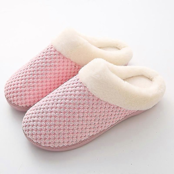 Mjuka tofflor för damer med korallfleece, kort plyschfoder, slip-on, memory foam, innetofflor