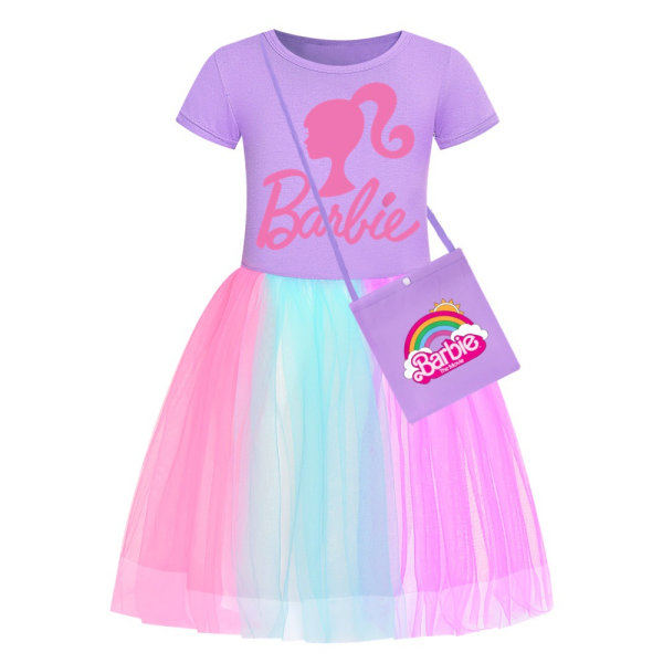 Barbie-rosa flickklänning Star Rainbow Rainbow spetskjol och crossbody E 130