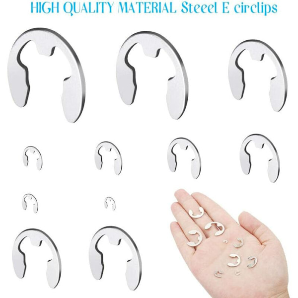 200st rostfritt stål E-Circlip Ring Kit, rostfritt stål E-Cli