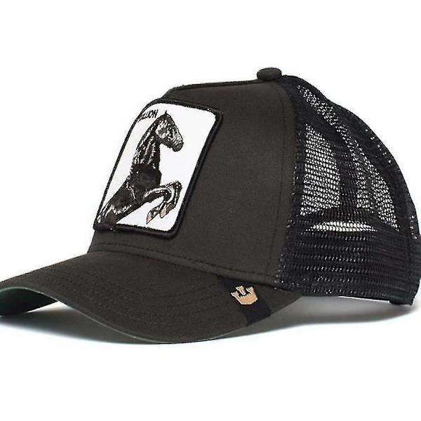 Truckerkeps med Djurmotiv i Mesh-Stil för Män och Kvinnor Stallion Black
