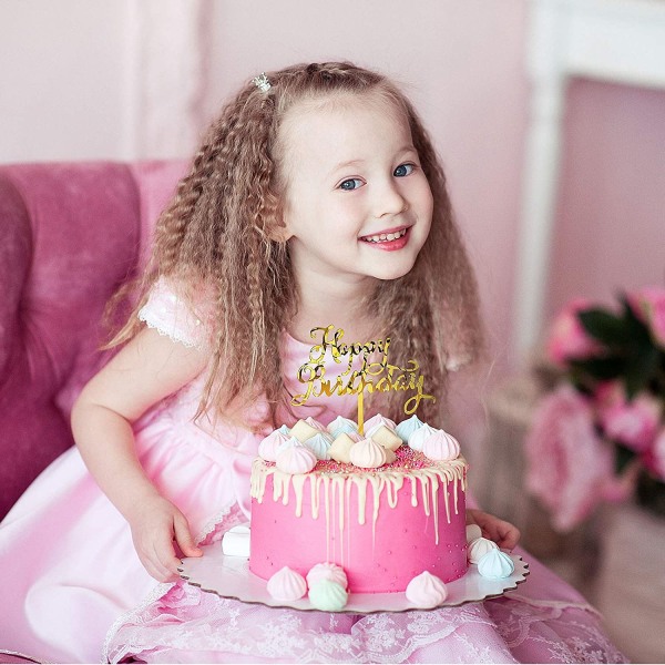 12 delar Grattis på födelsedagen Cake Topper Akryl Födelsedag Cupcake Till