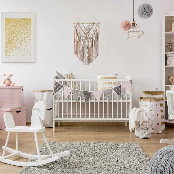 Väggbonader och väggdekoration, Neo Boho spetsväggkonst i minimalistisk design (Blush)