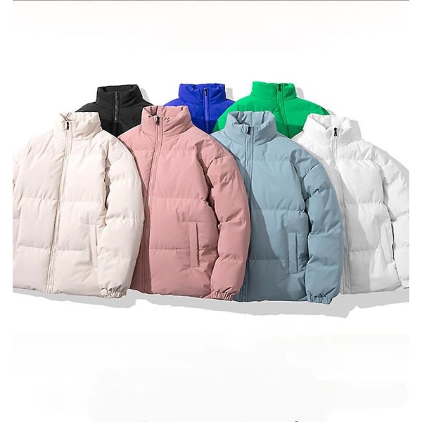 Läsbar vinterjacka för män Casual Oversize stativkrage Tjock Ja krämvit 5XL