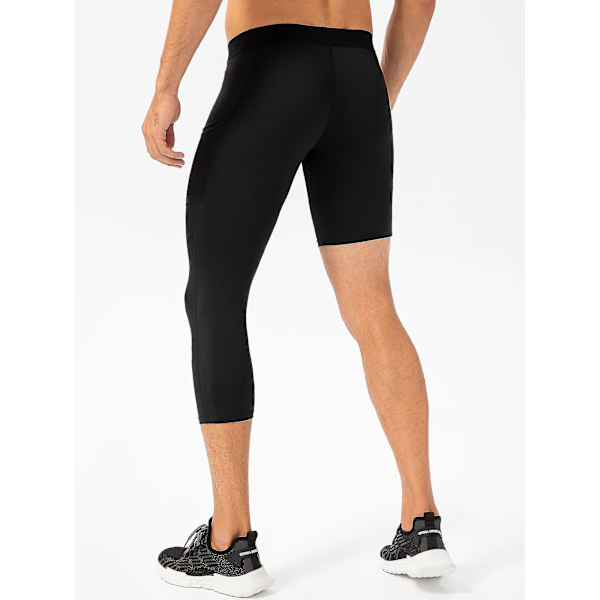 Män One Leg Leggings Kompatibla Basket Sidofickor Fitness Traini Black X-Large