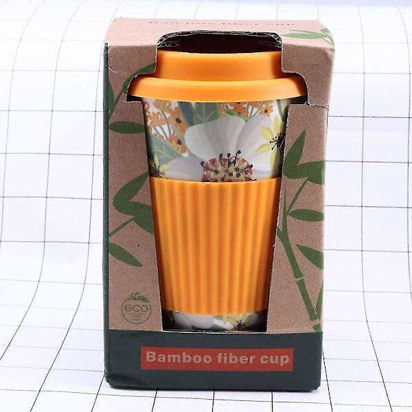 Kaffemugg Kaffe Miljövänlig Bambufiber Med Fläckresistent Lock Värme För Kaffe Eller Te Stänksäker (orange)