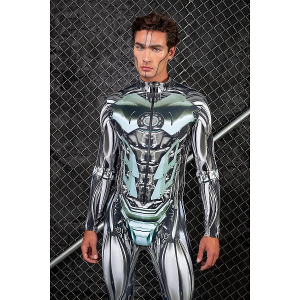 Halloween-kostym för män, Robotkostym för män, Halloweenkostymer för män XL