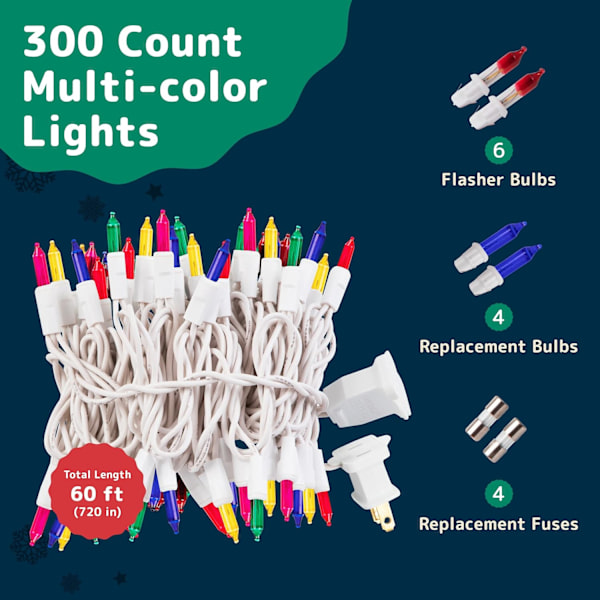 Varmvita julljus (20 fot, 100 ljus) - White Christmas Tr Multicolor 300ct