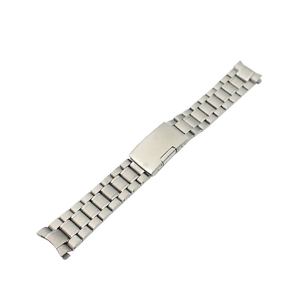 18/19/20/22mm Armbands för herr i rostfritt stål, solida länkar, bågform 18mm