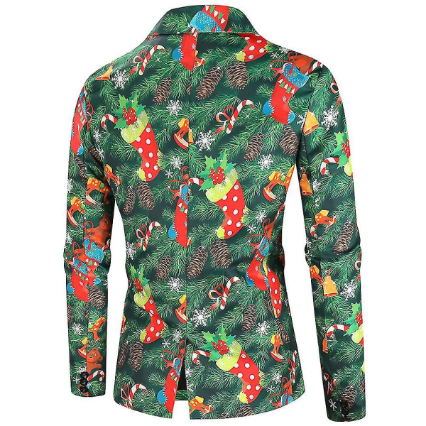 Julkavajjackor för män, Casual One Button Xmas Suit Blazer COLOR 1 XL