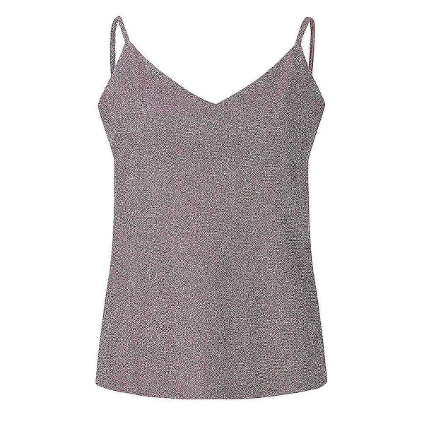 Damtröjor med glitterband Sexiga Sparkle Cami Swing Vest Klubbkläder Pink 3XL