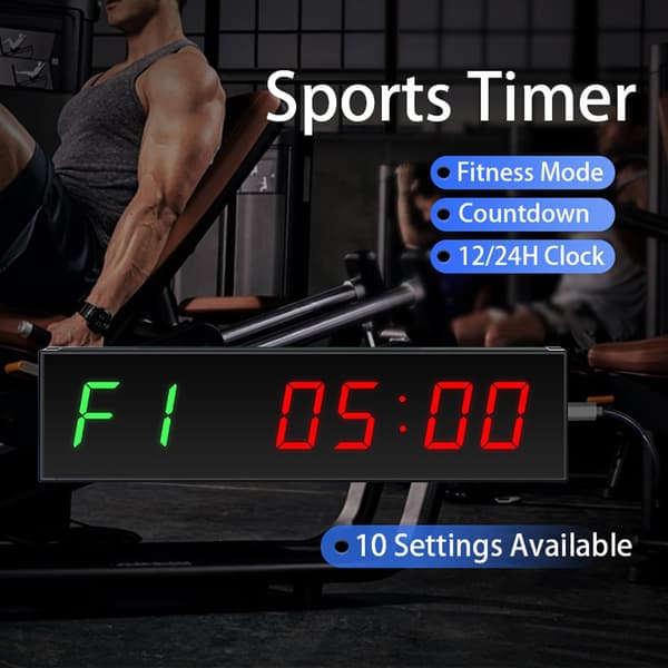 Stor Gym Timer Klocka Gym Stoppur Nedräkning/Uppräkning, Tränings Timer Intervallklocka