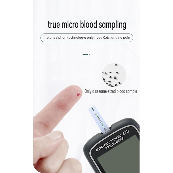 Exactive Eq Impulse Helt Automatisk Blodsockermätare med Testpapper 50 Testremsor+50 Nålar Bean Newway