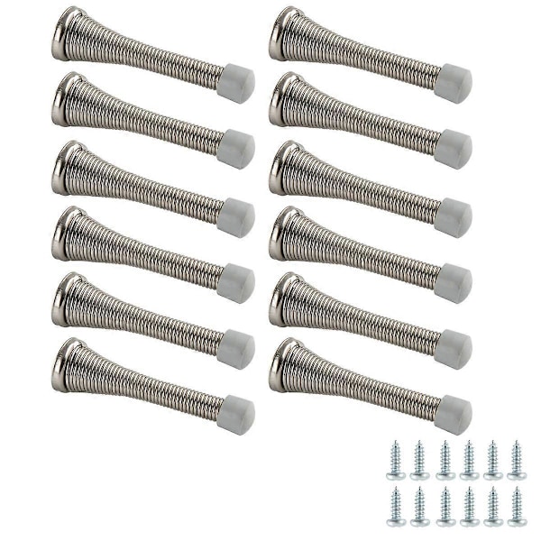 Fjäder Dörrstopp, 12-pack, Borstad Nickel