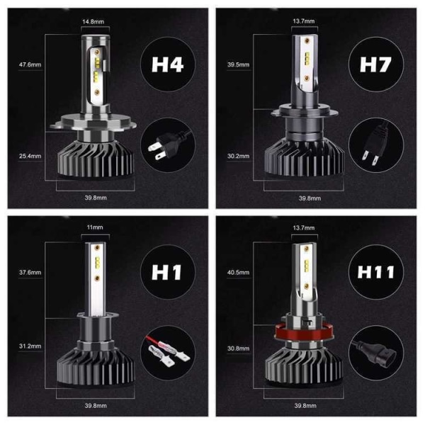 2-delad Infinity F2-ZES H4 H7 LED-strålkastarlampa kompatibel med H4