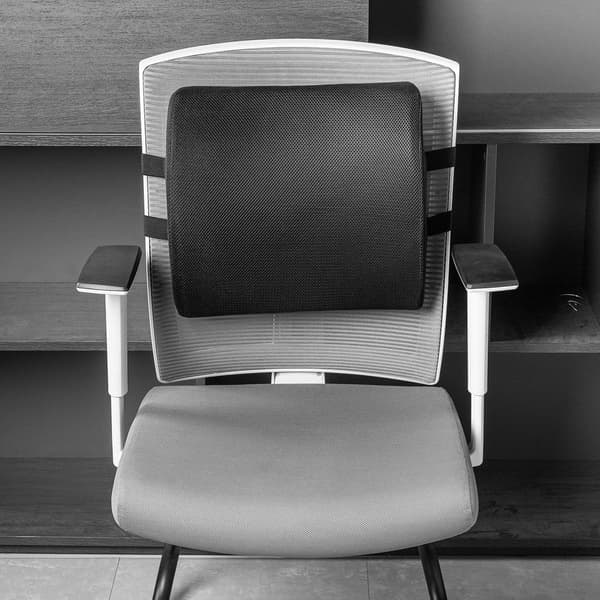 Amazon Basics Bekväm Sittdyna och Ländryggsstöd för Kontorsstolar, Memory Foam, Svart