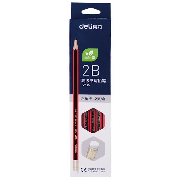 Deli S936 Skolblyertspennor - 2B Hårdhet [24-pack]