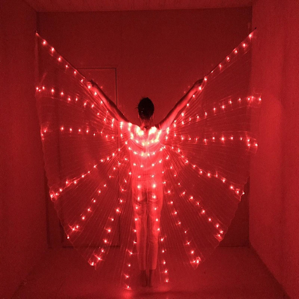 LED-vingar för magedans med utdragbara pinnar - Halloween- och julscenkläder för vuxna och barn Red - 140cm Adults