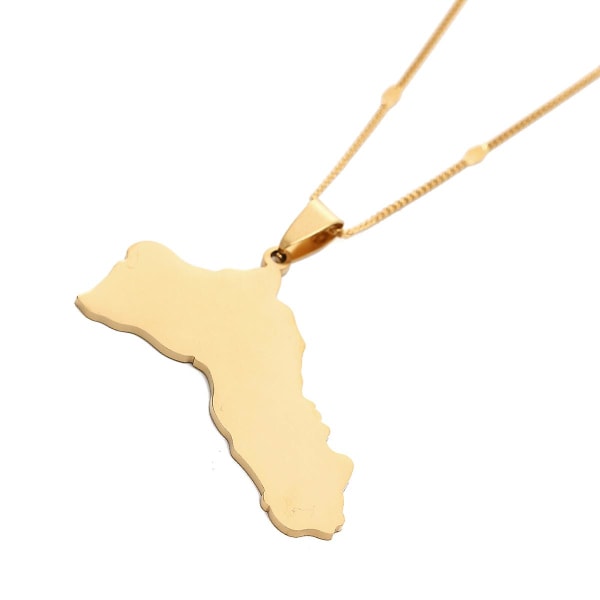 Rostfritt stål polska slät yta Kurdistan karta hänge halsband Gold-color