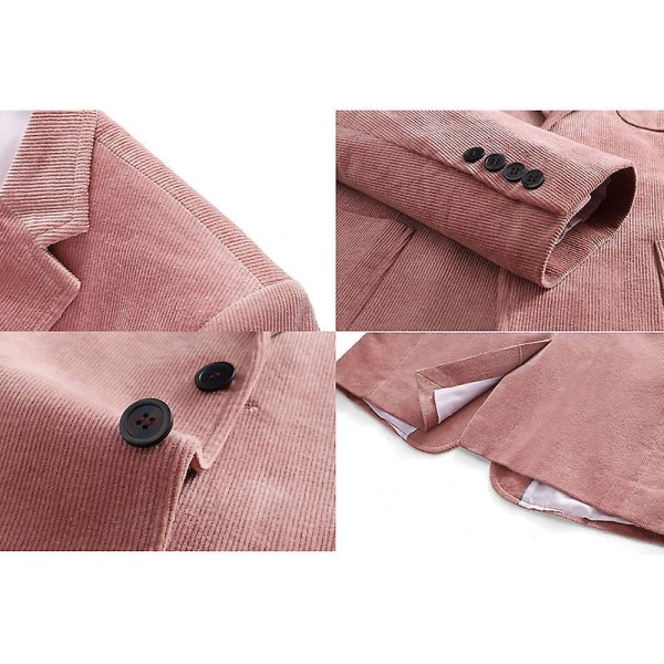 Herrar Casual Corduroy Blazer Jacka, Slim Fit Två-knapp Sportkavaj Brown L