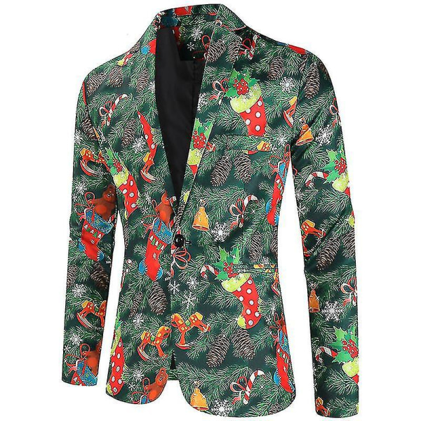 Julkavajjackor för män, Casual One Button Xmas Suit Blazer Y COLOR 1 L