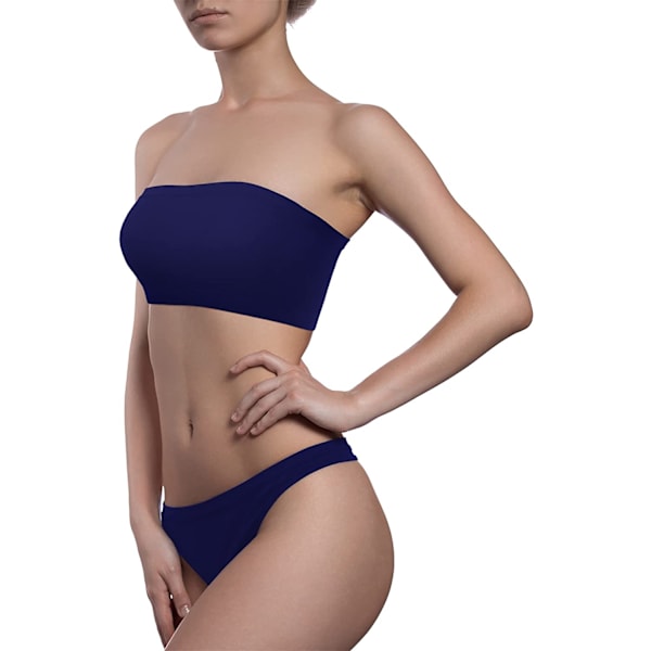 Trådlös Bralette för Kvinnor, Sömlös Bandeau, Stretchig, Ostoppad Svart, marinblå, vinröd M