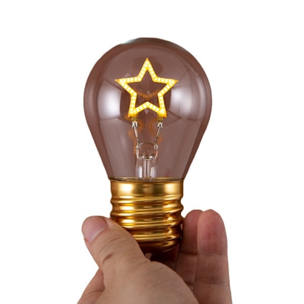 Edison-inspirerad LED-lampa med uppladdningsbart batteri och sladdlös USB-laddning, Regnbåge, Fjäril, Måne, Färgglad rolig dekoration, 1 st star