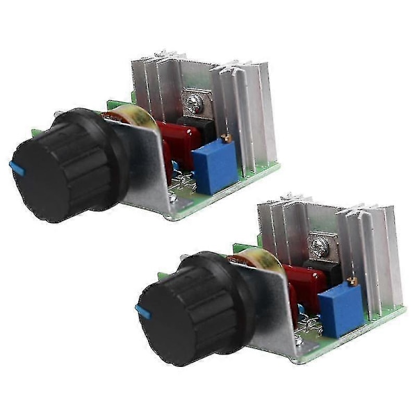 2 st Hastighetsregulator för AC-motor AC 220V 2000W Tyristor Motor Hastighetskontroll Justerbar Effekt Co