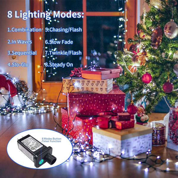 200 LED Flerfärgade Julbelysning Utomhus Vattentät, Utbyggbar 20m White 200 LED