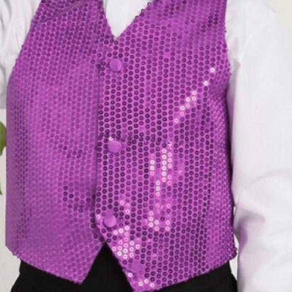 Kostymväst Glitter Unisex Färgglad Barn ärmlös paljettväst Pink S