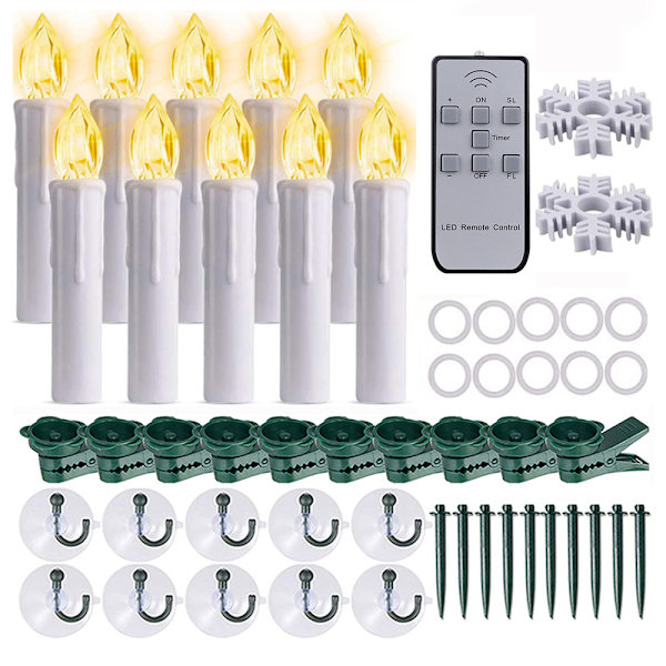 10 st LED-ljus Led Sagoljus Sladdlösa Dimbara Ljus Warm up light+7 key White