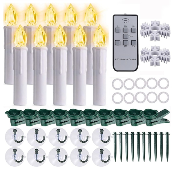 10x julljusljus fjärrkontroll elektronisk stavvax Halloween Warm up light+7 key White 10pcs