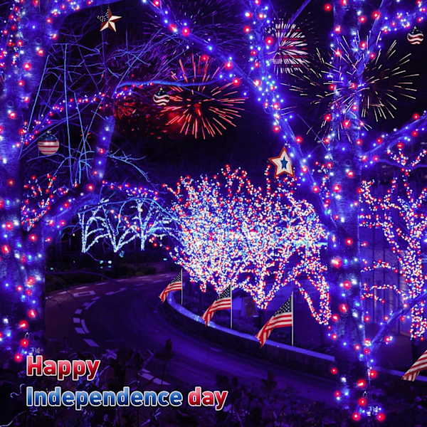 200 LED flerfärgade julbelysning utomhus Vattentät, expanderbar 66f Red White Blue Connectable 200 LED