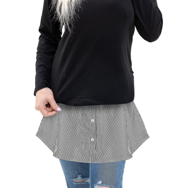 4 st Skjortförlängare för Kvinnor Justerbar Lagerfalsk Topp Lägre Swee Black-White Stripes XL
