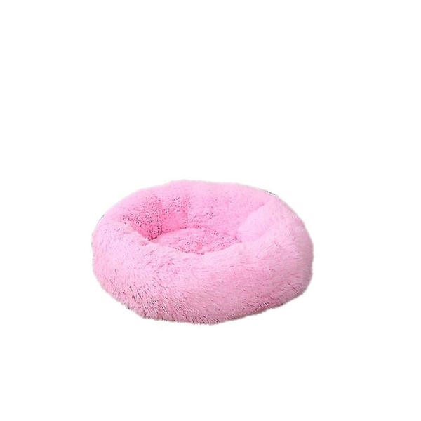 Tvättbar Lugnande Bekväm Donut Style Plysch Katt- eller Hundsäng L Bright pink