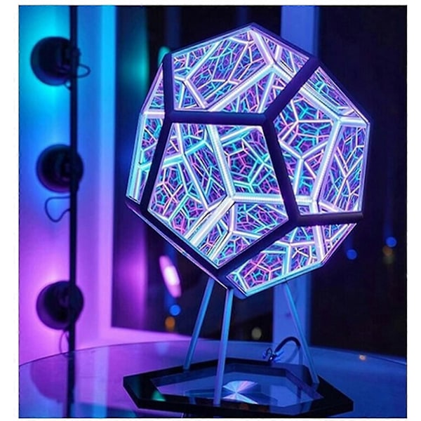 Oändlig Dodekaeder Färgkonst Lampa USB-Laddning Hem Skrivbordsdekoration