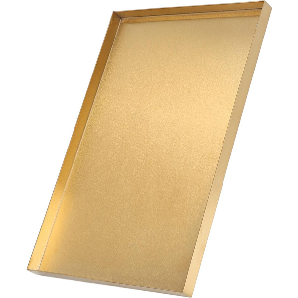 Rektangulär dekorativ bricka i guld, badrumsbricka 20x10cm