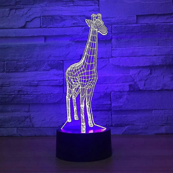 Djur Giraff 3D Nattlampa Touch LED Bordslampor 7 Färger Ändringsbar Skrivbordslampa Bords Hushållsrum Dekoration Gåva, Födelsedagspresent Julklapp