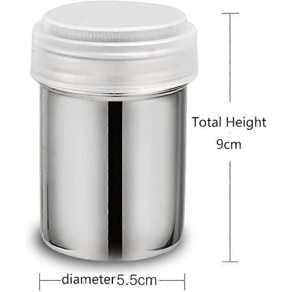 2-pack Mjöl Socker Salt Ströare, 200 ml Rostfritt Stål Chokladströare Florsocker Salt Kakao Kaffe Ströare Siktar för Kök Hantverk