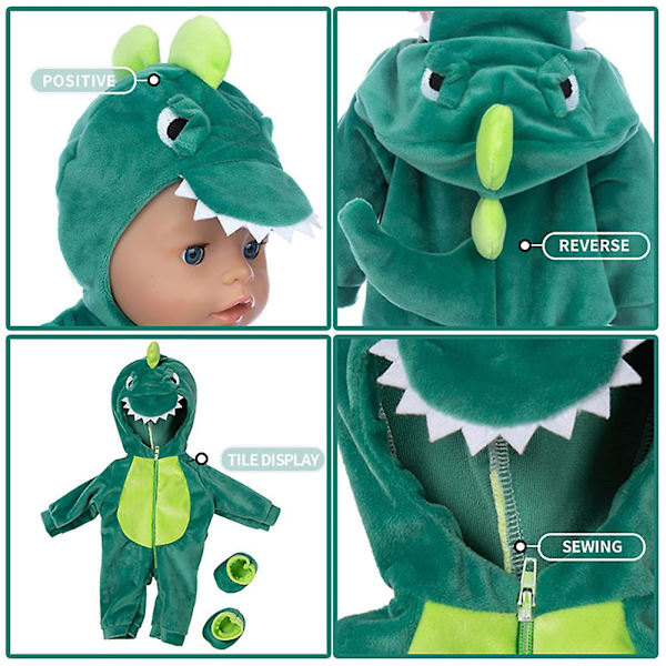 Söta Dockkläder Stitch Flamingo Unicorn Giraffe Dinosaur Outfits Ove Dinosaur