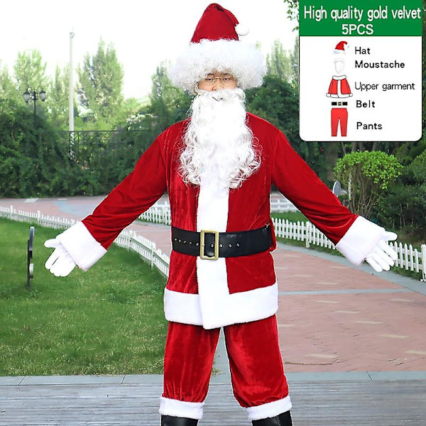 6st/lot jultomtekostym fäst hatt män Cosplay Fancy 5pcs One Size