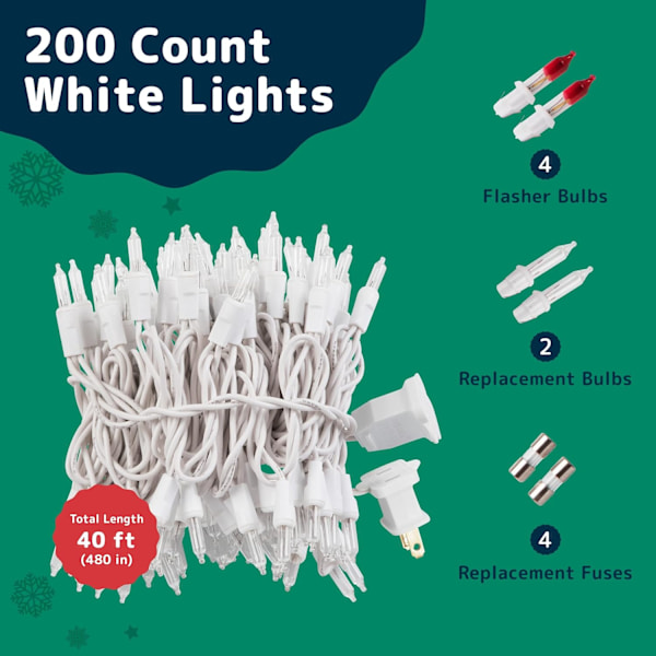Varmvita julljus (20 fot, 100 ljus) - White Christmas Tr Clear Warm White 200ct