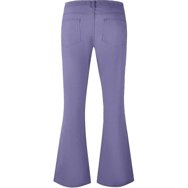 70-talsdiscobyxor för män herr jeansbyxor med klockbotten 60-tal 70-talsbyxor Vintage jeansbyxor Jeans för män 8 februari A006-light Purple X-Large