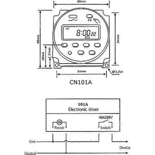 Elektronisk timer DC12V 16A 17 program Programmerbar LCD-display