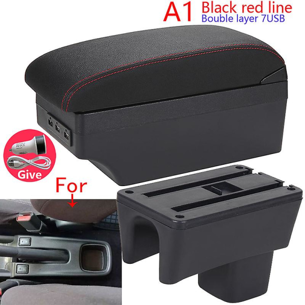 Armstödslåda för Suzuki Swift, för Suzuki Swift 2005-2023 A1 Black red  7USB