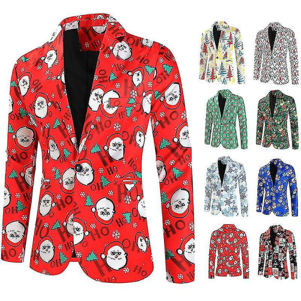 Julkavajjackor för män, Casual One Button Xmas Suit Blazer Y COLOR 7 M