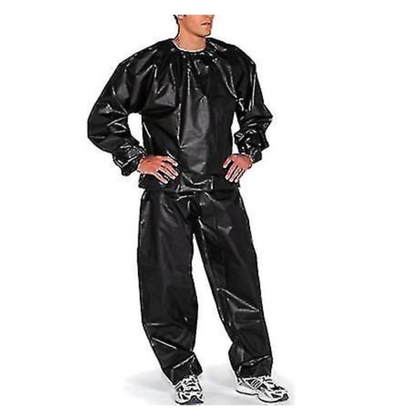 Heavy Duty Bastu Svettdräkt Träning Gymdräkt Fitness Viktminskning svart 2XL